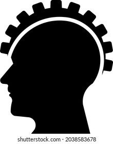a silhouette of head and gear upon it