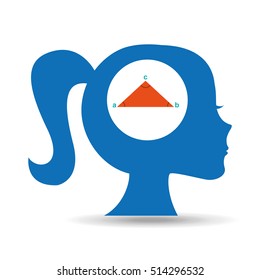 silhouette head girl school geometri vector illustration eps 10