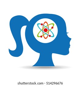 silhouette head girl student chemistry vector illustration eps 10