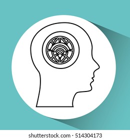 silhouette head globe wireless wifi icon vector illustration eps 10