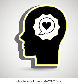 silhouette head heart speech vector illustration eps 10