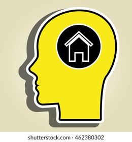 silhouette head house residential vector illustration eps 10