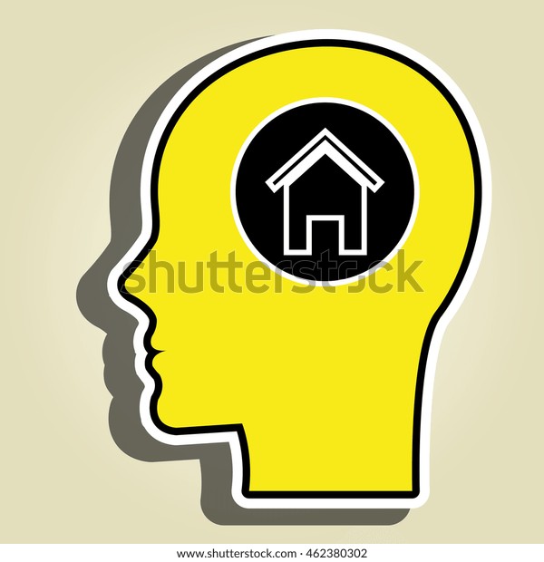 Silhouette Head House Residential Vector Illustration Stock Vector