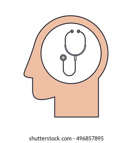 Silhouette head human with gray stethoscope