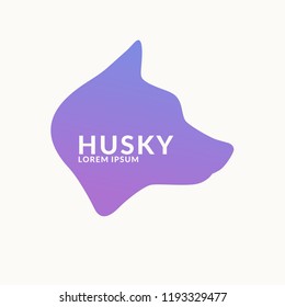 The silhouette of the head huskies on a light background. Vector emblem for design.