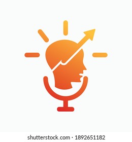silhouette head idea with microphone vector illustration template