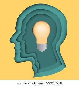 Silhouette of the head, the idea in the style of paper art.