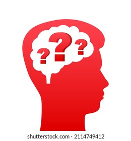 Silhouette head illustration with question sign. Vector illustration.