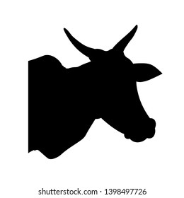Silhouette of head indian cow. Vector illustration isolated on white background