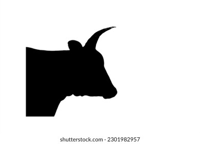 Silhouette of head indian cow. Vector illustration isolated on white background