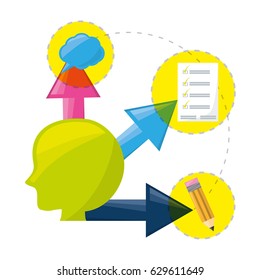 silhouette head inpired in different ideas and knowledge