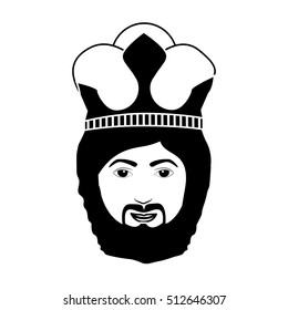 silhouette head king with beard and crown