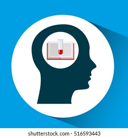 silhouette head laboratory book and flask vector illustration eps 10