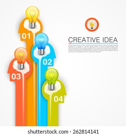 Silhouette head with light bulbs in the brain, Creative idea numbers, template design element, Vector illustration