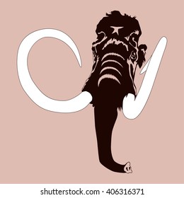 Silhouette of a head of a mammoth