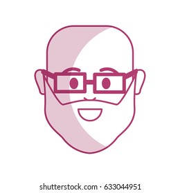 silhouette head man with beard and glasses in the face