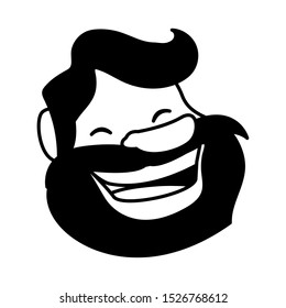 silhouette of head of man smiling on white background vector illustration design