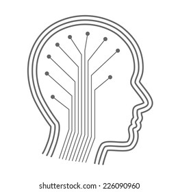 Silhouette head with the neural connections. Vector illustration