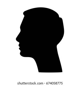 Silhouette of a head on white background. Man silhouette. Profile picture of man.