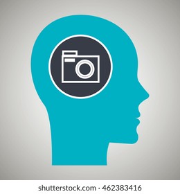 silhouette head photographic camera vector illustration graphic