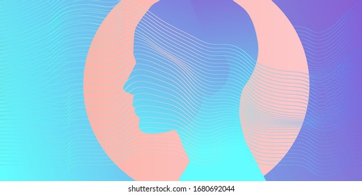 Silhouette of a head profile. Conceptual minimalist illustration of Artificial intelligence or Human Psychology.