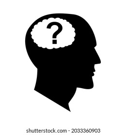 silhouette head with a question mark, confused man 