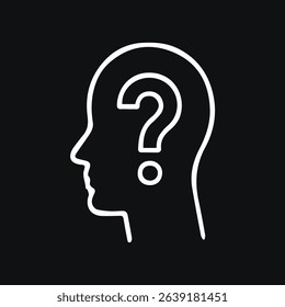 Silhouette of head with question mark symbolizing questions ideas brainstorming concept and decisions on dark background illustration