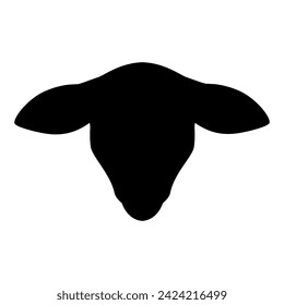 Silhouette of the head of a sheep front view. Farm animal icon. Vector illustration isolated on a white background