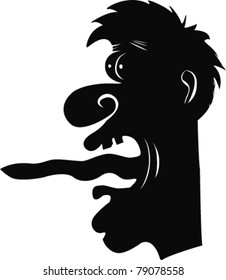 Silhouette of a head of the shouting person