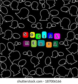 Silhouette head social networking ,social network vector background .