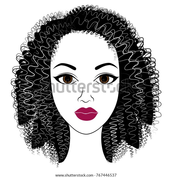 Silhouette Head Sweet Lady African American Stock Vector Royalty