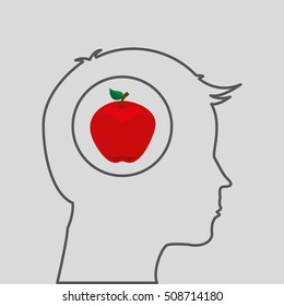 silhouette head with tasty apple icon graphic vector illustration eps 10