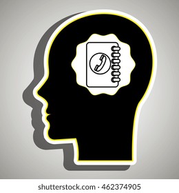 silhouette head telephone notebook vector illustration eps 10
