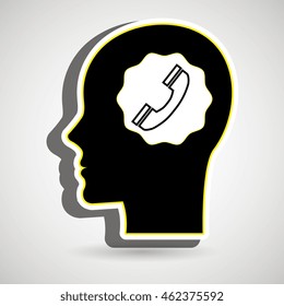 silhouette head telephone open vector illustration eps 10