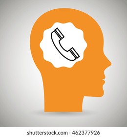 silhouette head telephone open vector illustration eps 10