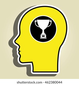 silhouette head trophy cup vector illustration graphic