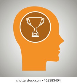 silhouette head trophy cup vector illustration graphic