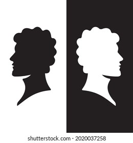 Silhouette of a head twin Gemini zodiac Horoscope symbol black and white vector