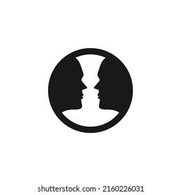 Silhouette cabeza a dos hombres en círculo. Símbolo LGBT vector.