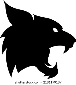 Silhouette of Head Wild Cat Roaring