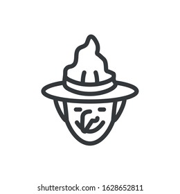 silhouette of head of witch with hat on white background vector illustration design