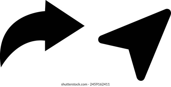  silhouette of a head of a wolf icon on black Black large backwards or left pointing solid long arrow icon sketched as vector symbol