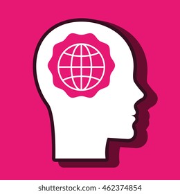 silhouette head world connection vector illustration eps 10
