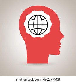 silhouette head world connection vector illustration eps 10
