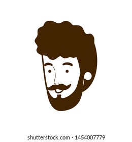 silhouette of head of young man smiling on white background
