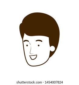 silhouette of head of young man smiling on white background