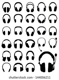 Silhouette of headphones 3-vector