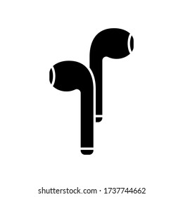 Silhouette headphones icon. Wire less earphones. Outline logo. Black simple illustration of Sport accessory for smartphone, mobile devices. Flat isolated vector on white background