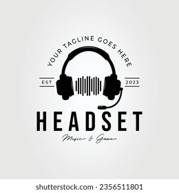 silhouette headset or earphone or headphone logo vector illustration design