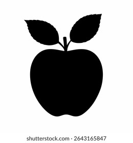 Silhouette of a Healthy Apple with Leaves Fruit Still Life